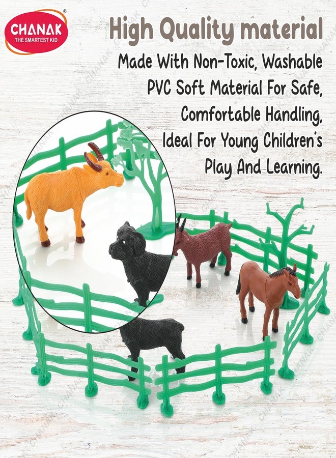 Chanak Realistic Farm Animal Set with Tree & Fence for Kids, 15 Piece Plastic Animal Playset - Includes Cow, Goat, Horse, Dog, 8 Fence, 3 Tree - Educational Toy Set for Ages 3+ - Image 5